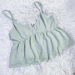 RSQ COLLECTIVE • Light Mint Green Crop Cropped Flowey Babydoll Tank Top